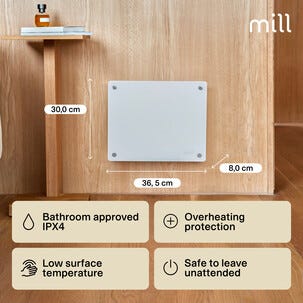 Mill MB250 litet väggelement glas, 250W