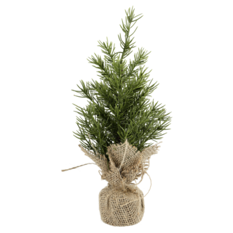 Mini bordsgran med jutefot, 30 cm