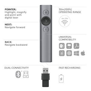 Logitech Spotlight Presentation Remote, trådløs fjernkontroll