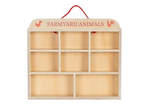 Leikkisetti maatilan eläimet ja hylly puuta, yli 3-vuotiaille