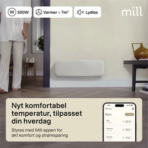 Mill Invisible Smart WiFi Sähköpatteri, gen. 4. sukupolvi, 500 W