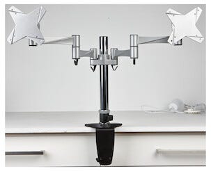 TV/monitorfäste för bordsmontering av 2 skärmar, Exibel
