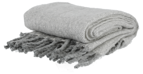 Strikket pledd med frynser 127x152 cm, grått