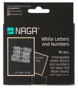 Naga bokstaver og siffere til bokstavtavle 