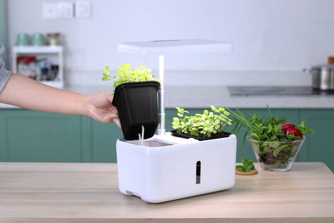 Växtbelysning LED med självvattnande krukor och timer