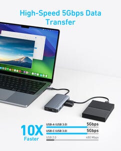 Anker A8379 USB-C hub 8-i-1 med Triple Display-stöd