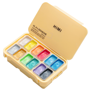 HIMI Twin Cup Guassimaalit metallic rasiassa, 12 kpl