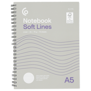 Vihko A5 Soft Lines, valkoiset viivat, 70 arkkia