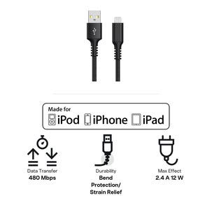 Tygklädd USB-A till Lightning laddkabel för iPhone 3m Clas Ohlson