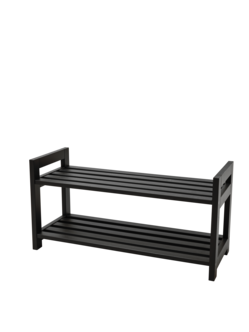 Skohylle svart, tre, 2 etasjer, 79,4 x 31 x 40 cm