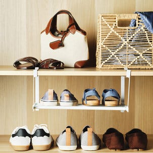 Hängkorg för hyllplan, metall, vit, bredd 39-69 cm