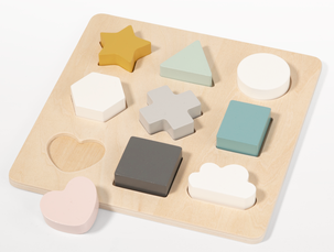 Puinen muotopalapeli, 9 palaa 