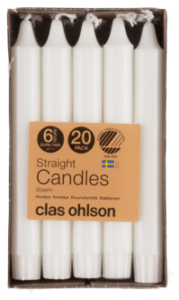 Kronljus vita, 20-pack, stearinljus, 100 procent stearin