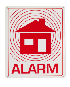 Larmskylt 18x15 cm