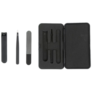 Resekit nagelvård, nagelfil, pincett och nagelklippare i fodral
