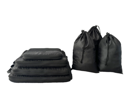 Packkuber och skopåsar reseförvaring, svarta, 7-pack