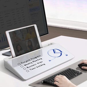 Skrivbordsställ med whiteboard i glas, 40 cm