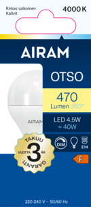 Airam Otso LED-lampa E14 dimbar 4,5 W, neutralvit