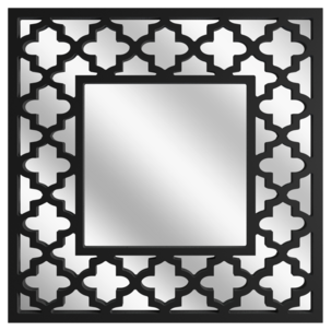 Veggspeil med ornamenter på 50 x 50 cm, svart