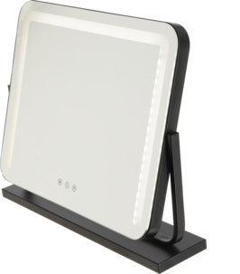 Sminkspegel med LED-belysning, svart, 52 x 44 cm