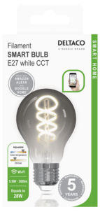 Deltaco Smart Home WiFi dimbar LED-filament E27 5,5 W