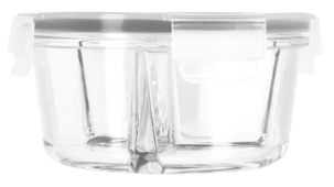 Matlåda glas 3-fack rund 0,6 liter