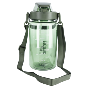 Vattenflaska 1,5 liter, sugrör och måttskala, grön