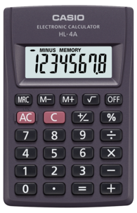 Casio HL-4A-BK Pöytälaskin taskukoossa