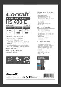 Cocraft HS 400-E dränkbar pump med elektronisk nivåvakt