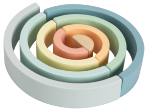 Rakennuspalikat Sateenkaari puuta, 8 osaa, yli 1,5-vuotiaille