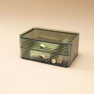 Stabelbar oppbevaringsboks med 2 skuffer, transparent grønn