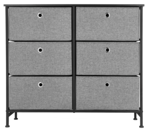 Kommode i metall med skuffer i tekstil, svart