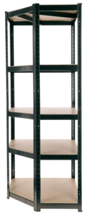 Hörnhylla metall för garage eller förråd, 5 hyllplan