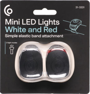Mini-LED vit/röd med gummiband, 2-pack