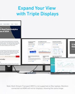 Anker A8379 USB-C hub 8-i-1 med Triple Display-stöd