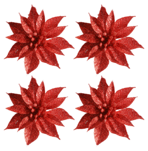 Julgranspynt blommor med clips, 4-pack