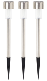 Solcellslampa markspjut för rabatt och gång, 3-pack