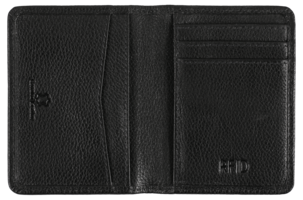 Kortholder i ekte lær, 6 rom, svart