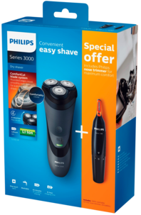 Rakapparat Philips S3110/41 + näs- och öronhårstrimmer NT1150