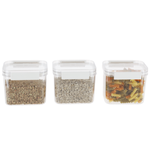 Oppbevaringsbokser plast, stabelbare, 0,8 l, 3-pakning