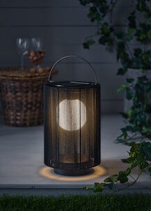 Solcellelykt, jern og tekstil, 35 cm