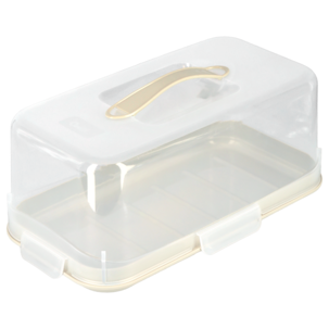 Rektangulär tårtkupa med lock, plast, 35 x 19 cm
