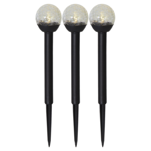 Pollare solcell svart glas, Star Trading Roma, 3-pack