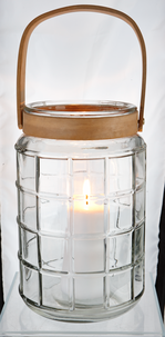 Glaslykta med trähandtag