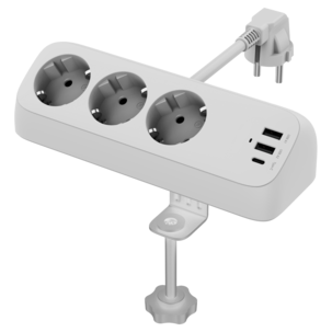 Grenuttag 3-vägs USB-C, USB-A, bordsklämma, 1,5 m