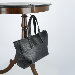 Väskhängare bord, silver med dekorsten