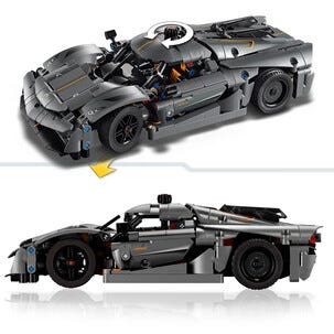 LEGO Technic Koenigsegg Jesko Absolut harmaa hyperauto 42173, yli 10-vuotiaille