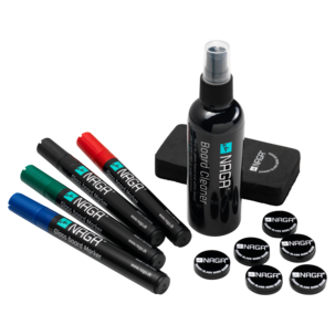 Naga startset för glastavla, pennor, magneter, rengöring