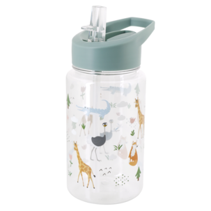 Vattenflaska med sugrör barn, spillfri, 450 ml