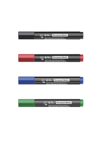 Märkpenna permanent svart, blå, röd, grön, 4-pack